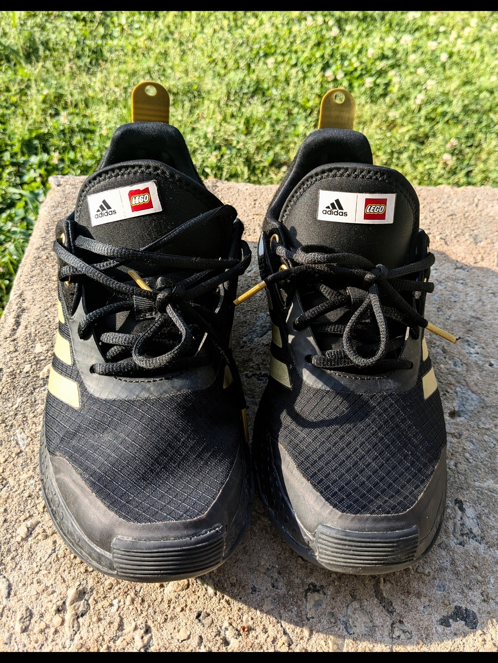 adidas Black and Gold LEGO Accent Sneakers